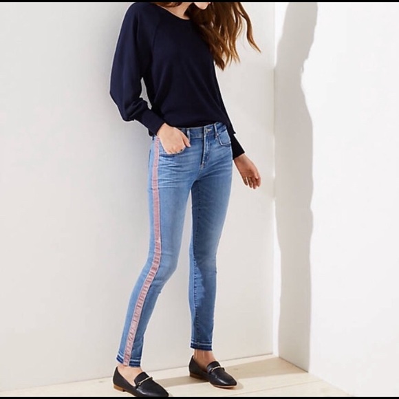 LOFT Denim - LOFT Velvet Stripe Skinny Jeans